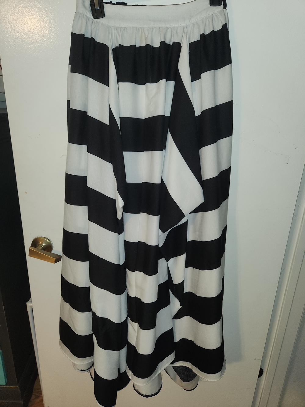 Black and White Striped Maxi Skirt